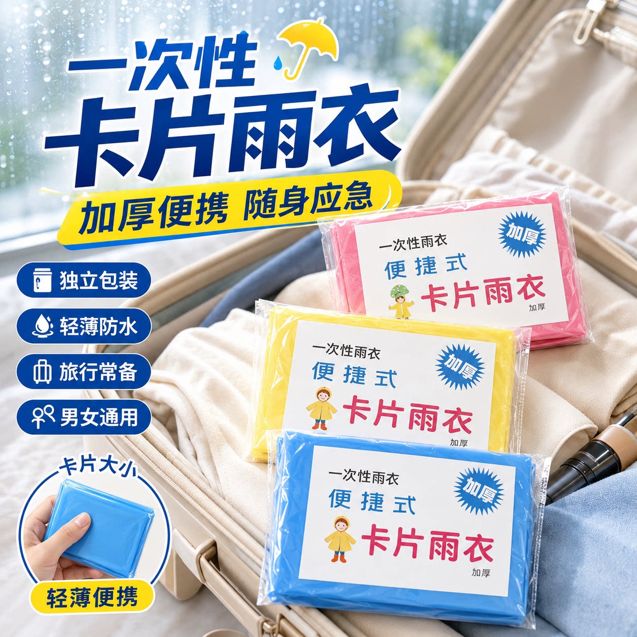卡片一次性雨衣加厚便携成人户外