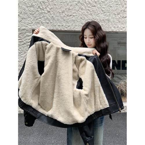 加绒加厚覆古皮衣外套