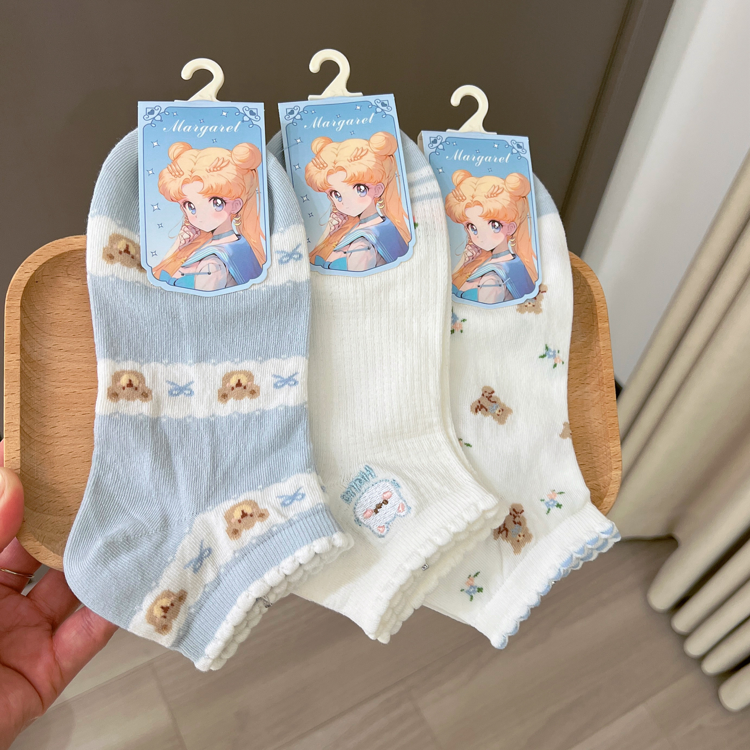 可爱小狗袜子女夏季薄纯棉短袜低帮浅口花边日系蝴蝶结无骨不掉跟