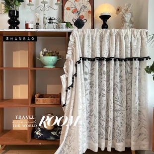 中古风免打孔滑道款衣帽间遮挡帘书架置物架杂物魔术贴衣柜隔断帘