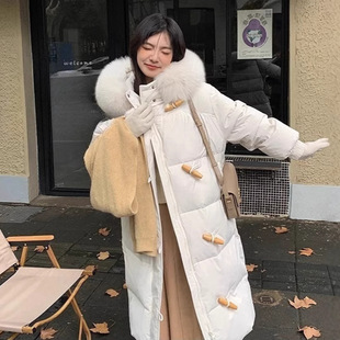欧货爆款高级感狐狸大毛领羽绒服中长女25冬季百搭宽松加厚过膝