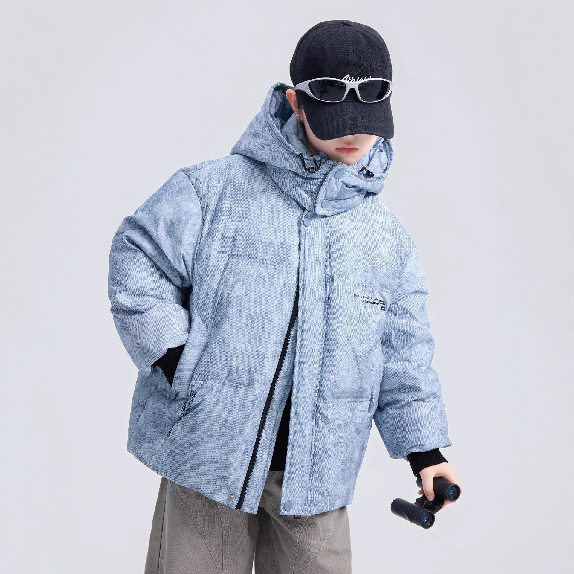 男童羽绒服冬季时尚潮牌中大儿童白鸭绒外套男孩冬装保暖上衣连帽