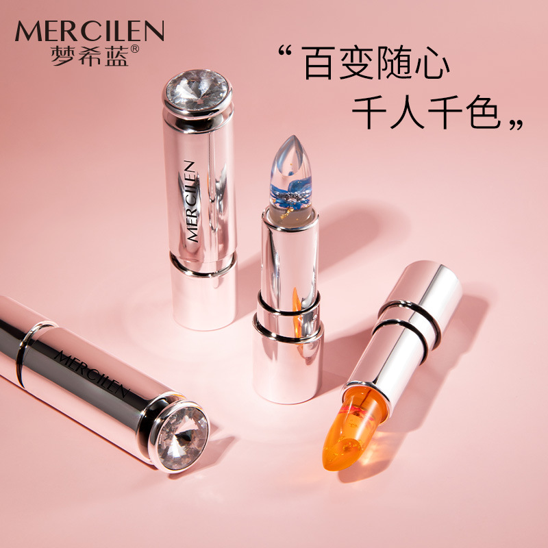 梦希蓝鲜花晶透精油温变唇膏3.8g保湿滋润唇部护理不沾杯变色口红