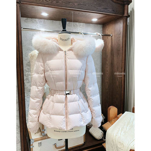 冬季新款减龄可拆卸防狐狸毛白鸭绒收腰修身显羽绒服