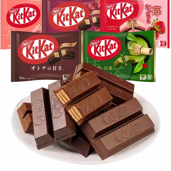 日本本土款零食 雀巢奇巧KitKat浓抹茶拿铁草莓黑巧克力夹心威化