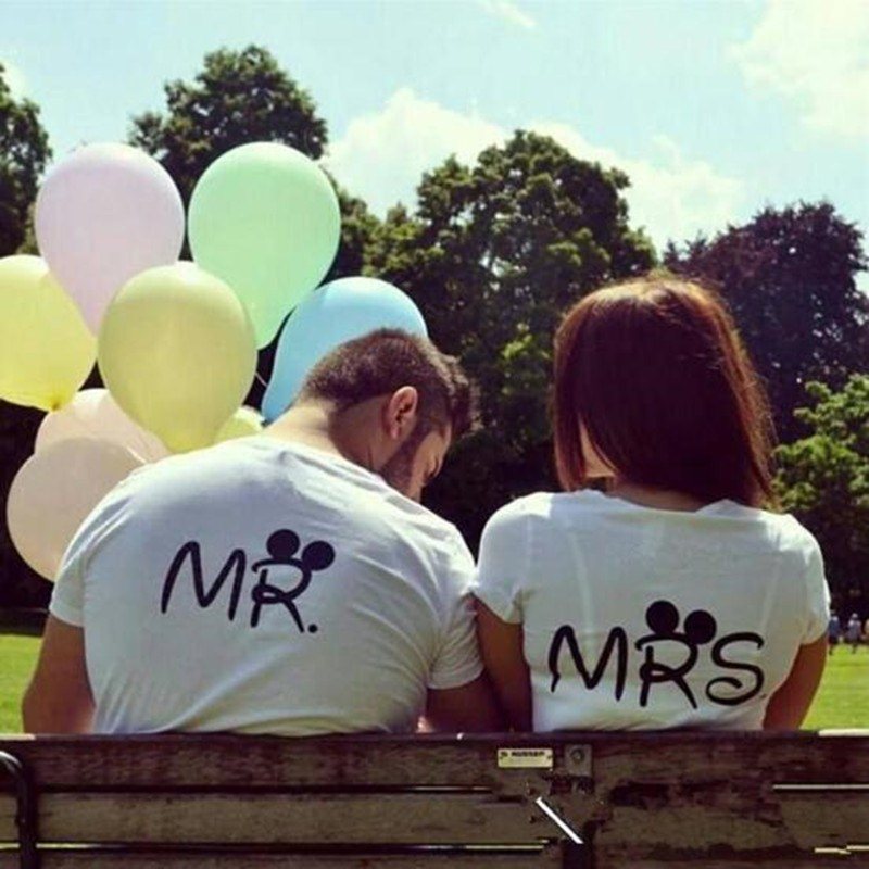 t-shirt men women lovers Letter couple tshirt mr mrs 2018