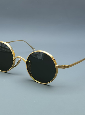 本万年龟纯钛眼镜手工圆框墨镜偏光太阳镜复古文艺小脸超轻kmn99