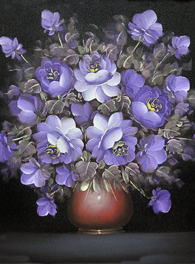 名古绣艺 苏绣刺绣diy套件初学手工装饰画紫色瓶花材料包