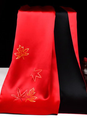 【红叶情】中式雅韵高档丝巾纯手工刺绣桑蚕丝围巾商务高雅礼物