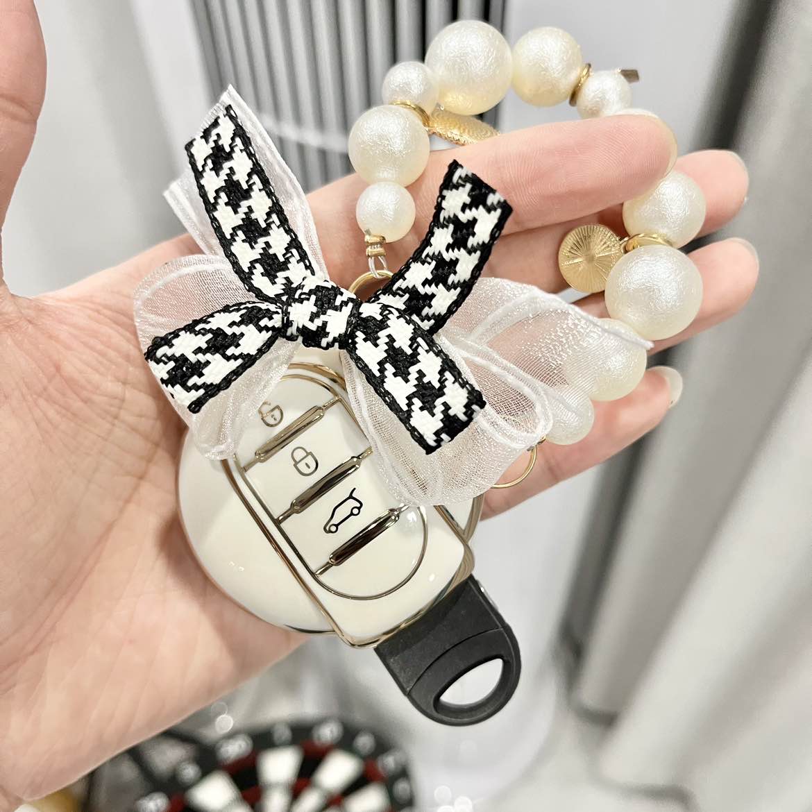 适用宝马迷你mini copper车钥匙套可爱F54 F55 F56钥匙壳女珍珠包