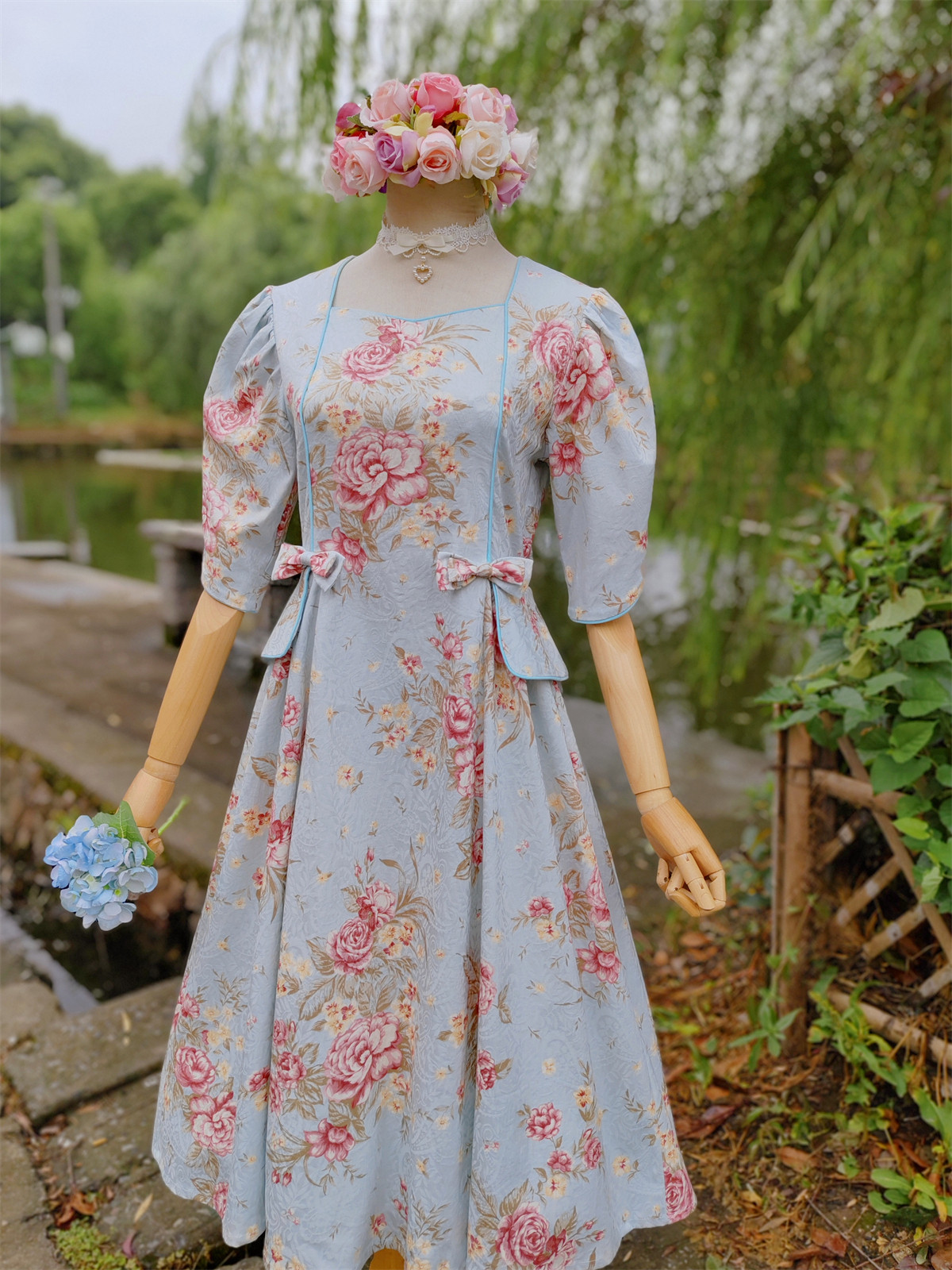 手作服提花棉美式口袋古董裙