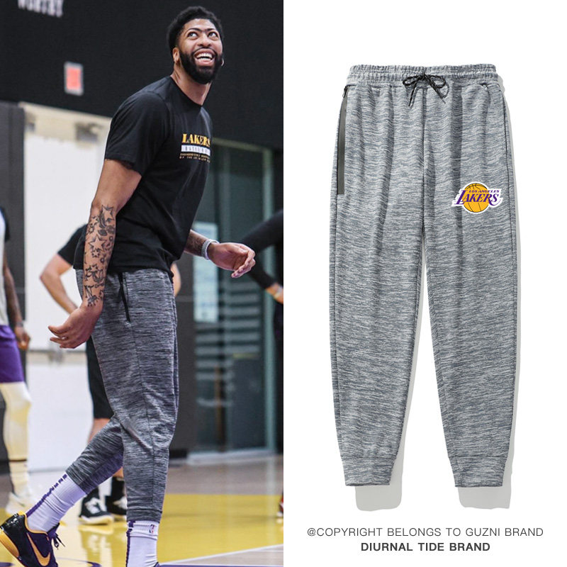 湖人篮球裤男长裤宽松运动训练美式复古卫裤冬季休闲抽绳束脚裤子