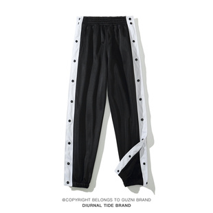 男长裤 cba出场排扣裤 全开扣训练裤 加绒卫裤 潮 宽松运动冬季 篮球裤