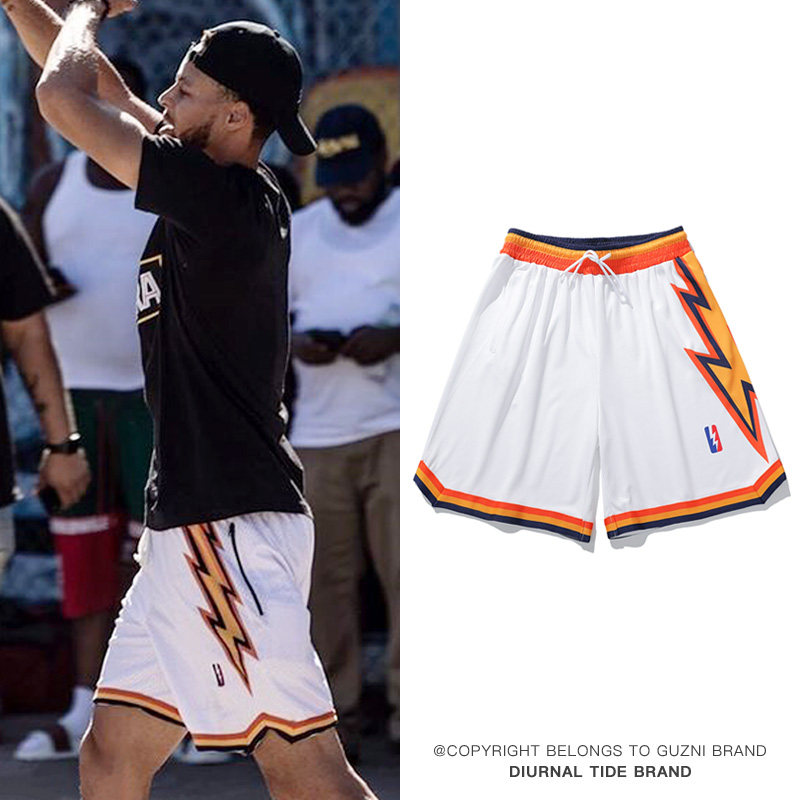 美式篮球短裤勇士库里同款运动裤宽松复古训练五分裤男士休闲裤子