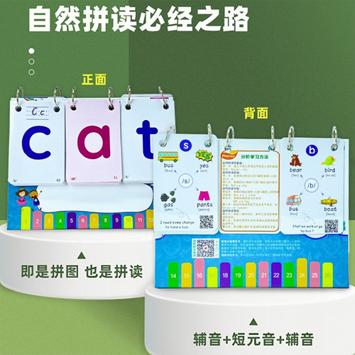 英语自然拼读CVC单词台历翻翻卡