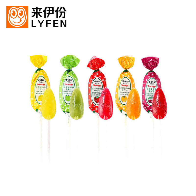 来伊份亚米法国棒棒糖13g*10根草莓樱桃柠檬苹果橘子味水果糖零食