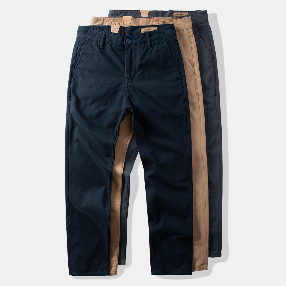 重磅纯棉直筒宽松工装长裤子加厚