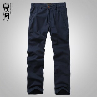 直筒宽松纯棉裤 男士 子商务工装 裤 子复古重磅咔叽 美式 男长裤 休闲裤