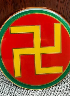 黄铜8cm万字符缺补角牌自粘贴中式红黄白绿黑蓝八卦太极现货速发