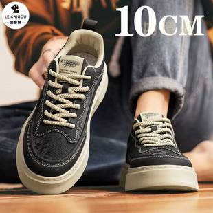 男鞋冬季新款英伦复古工装鞋厚底内增高鞋男10cm软底舒适休闲板鞋