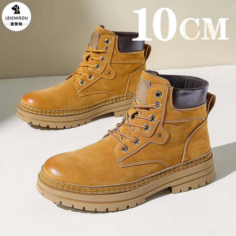 高帮户外休闲马丁靴男款秋季厚底内增高男鞋10cm英伦风工装皮鞋男