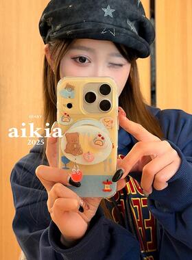 磁吸支架适用小米15/13U拼色水果蛋糕小熊K80+手机壳红米Turbo3国际版k70/60/note12t/civi4pro软套poco女50e