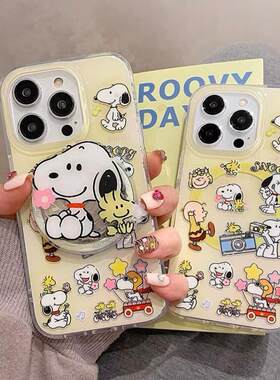 磁吸支架适用oppoA3/reno10/4se手机壳findx7/5pro日韩可爱卡通史努比花A56/32/a57女K11x/97/93s软套8国际版