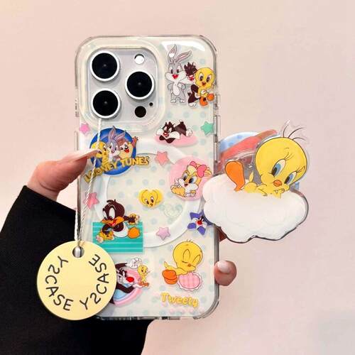 ins卡通傻大猫崔迪磁吸支架适用苹果16手机壳iPhone15少女款13/12防摔11PROMAX全包S/XR新品7/8软套14PLUS