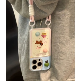 手机壳Nova9 11卡包带挂绳NOVA12可爱6 10新款 P70硅胶30套40e 8女款 夏日小清新小狗适用P50华为MATE60PRO