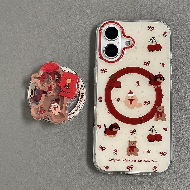 中国风红色小樱桃狗狗适用vivoiQOO12/11s/97手机壳neo10/8pro磁吸支架7Se/Z8/Z6女U3/5e全包Z5x新品Z1软套13