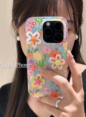 立体油画多巴胺花朵适用华为nova12/U/9磁吸支架8SE新品MATE50/40e手机壳Pura70ultra软套60畅享3女pro新品14