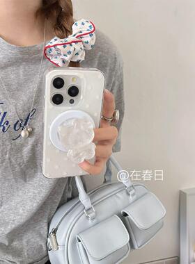 磁吸支架适用华为荣耀100女90华为magic6pro/80GT手机壳70se/X20/30干净奶油高级白波点猫40i+畅玩50plus软女