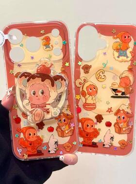 磁吸支架适用vivoX100/30/60/x70/y78手机壳X90萌趣肌肉星星人插画y76s女S18e/X200/15PRO国际版Y33/mini软