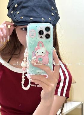 可爱链条适用oneplus11一加12手机壳ace竞速版1+ACE5V薄荷绿少女心购物袋8t/10/9女7TPRO/9RT/6t软NordCE13