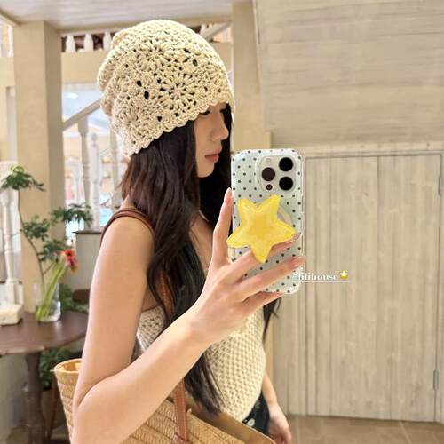 夏日薄荷绿波点黄星星磁吸支架适用苹果16手机壳iPhone15少女款13/12防摔11PROMAX全包S/XR新品7/8软套14PLUS