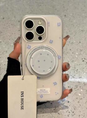 磁吸支架适用opporealmeGT5pro/neo9/6se手机壳V50/11/GT3女款8可爱简约浅紫色小花标签Q2/5i真我x7pro新23软