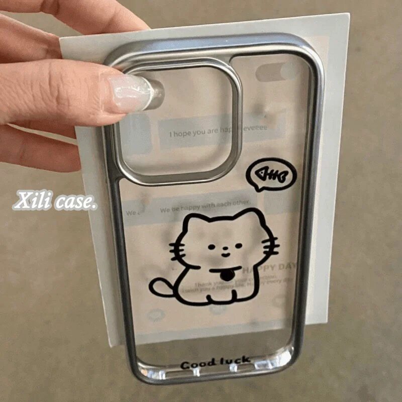 电镀适用一加ace3pro/1+ACE3V手机壳12/11/9R线条猫咪oneplus ace竞速版ACE2V/10情侣女款ACE软套7PRO/8T小众