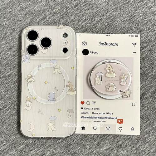 磁吸支架适用小米15/13U气球条纹动物简约K80+手机壳红米Turbo3国际版k70/60/note12t/civi4pro软套poco女50e