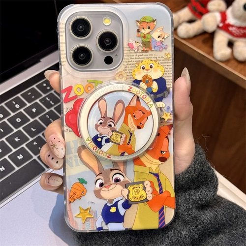 磁吸支架适用小米15/13U疯狂动物城兔警官K80手机壳红米Turbo3情侣k70/60/note12t/civi4pro软套40+女新款50e