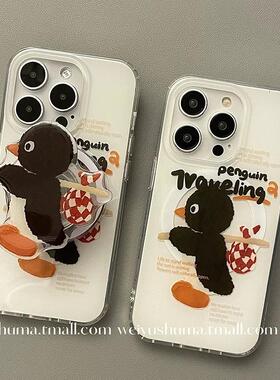 磁吸支架适用opporealmeGT5proeo9/6se手机壳V50/V11/GT3卡通8可爱Q2/5i真我x7pro小企鹅v23软透明新品z4女