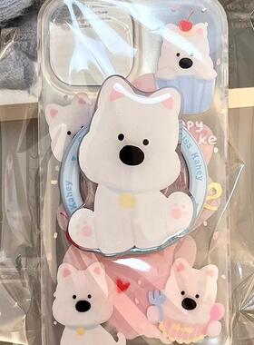 磁吸支架适用oppoA3eno10/4se手机壳findx7/5pro透明小狗A56/32/57可爱风K11x/97/93s/58软套少女款新品新