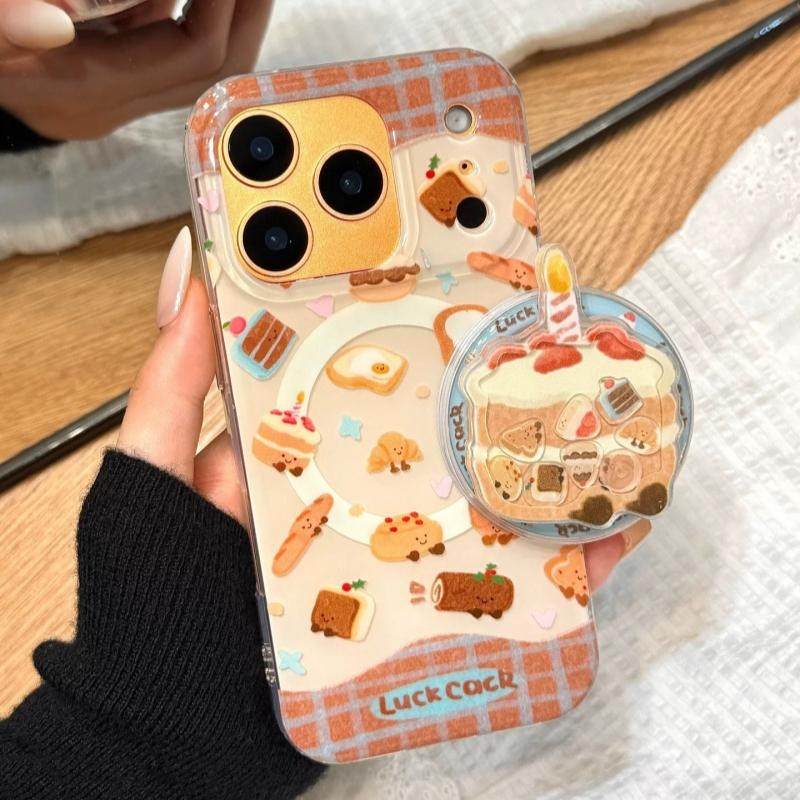 适用meizu18pro魅族21note无界版9棕色生日蛋糕甜品面包6plus/T谷歌20磁吸支架17全包X传音tecno女INFINIXHOT