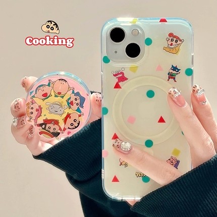 磁吸支架适用oppoA3/reno10/4se手机壳findx7/5pro趣味可爱个性旋转小新A56/32/a57女K11x/97/93s软套8全包边