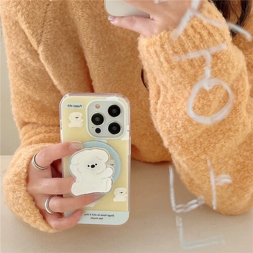 日韩磁吸支架适用oppoA3/reno10/4se手机壳findx7/5pro创意个性A56/32/57可爱狗狗K11x/97/93s/8软套女款新品