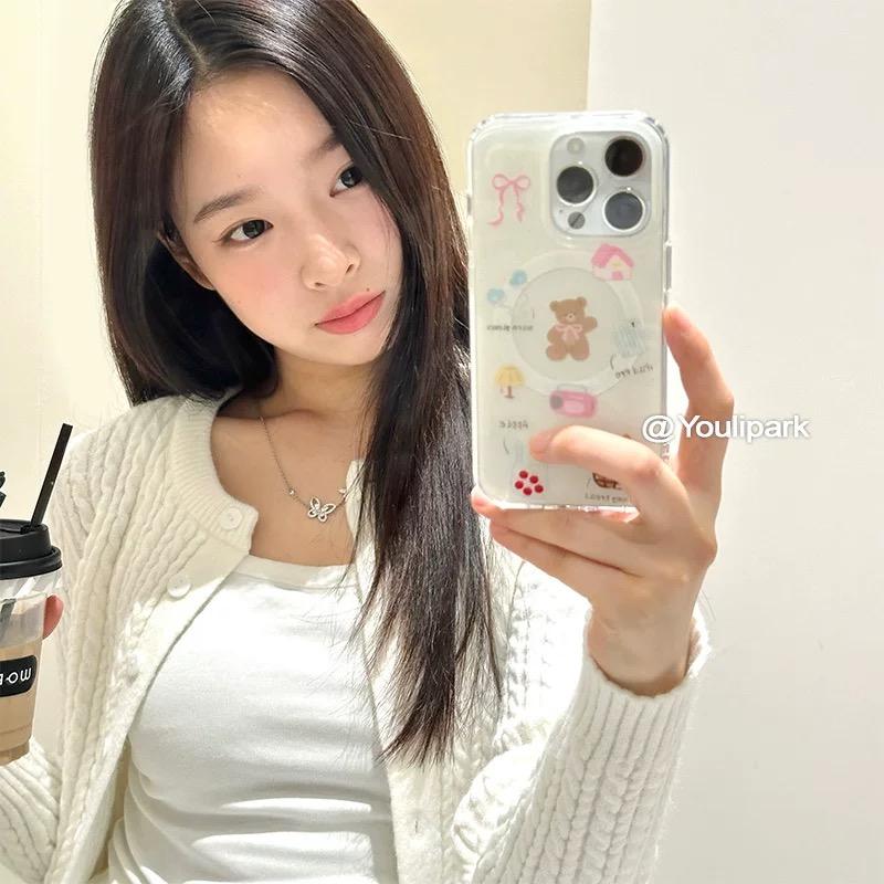 插画面包屋子小熊可爱适用vivoiQOO12/11s/97手机壳neo10/8pro磁吸支架7Se/Z8/Z6女U3/5e全包Z5x新品Z1软套13
