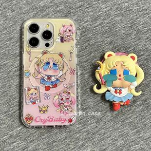 36渐变立体美少女A16战士S20手机壳A22 A71女款 磁吸支架适用三星S25ultra S21fe软54 Note20 56国际