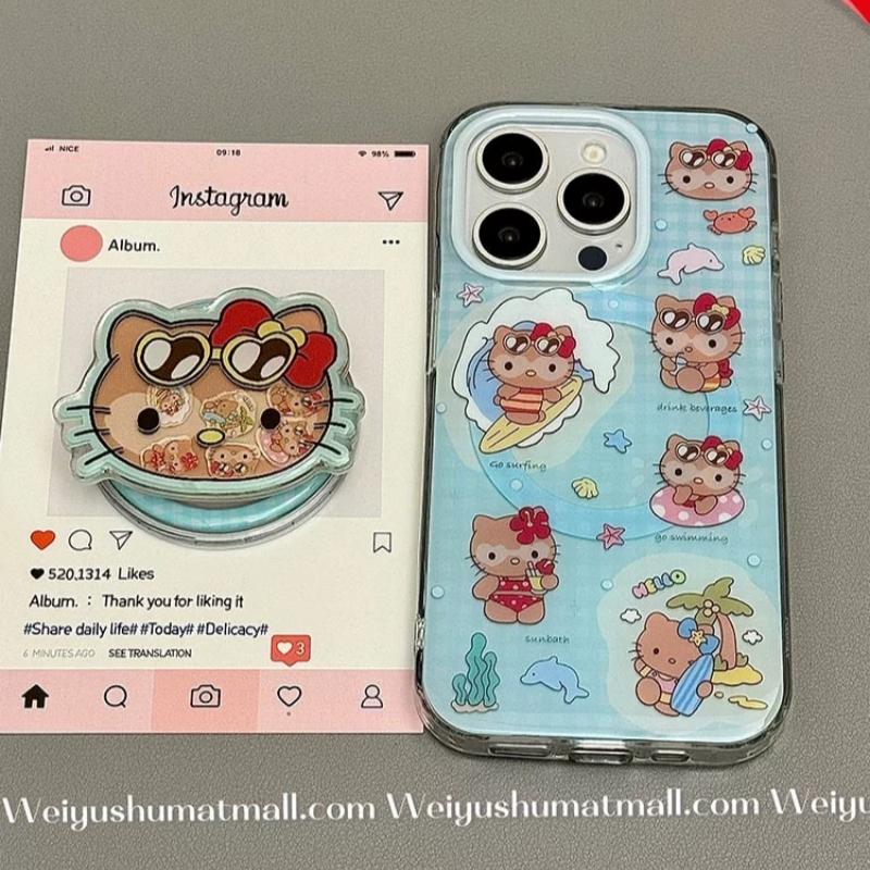 磁吸支架适用三星S25ultra/24/Note20/36蓝色冲浪KT猫A16游泳S20手机壳A22/23+A71女款S9+S21fe软54/56国际版