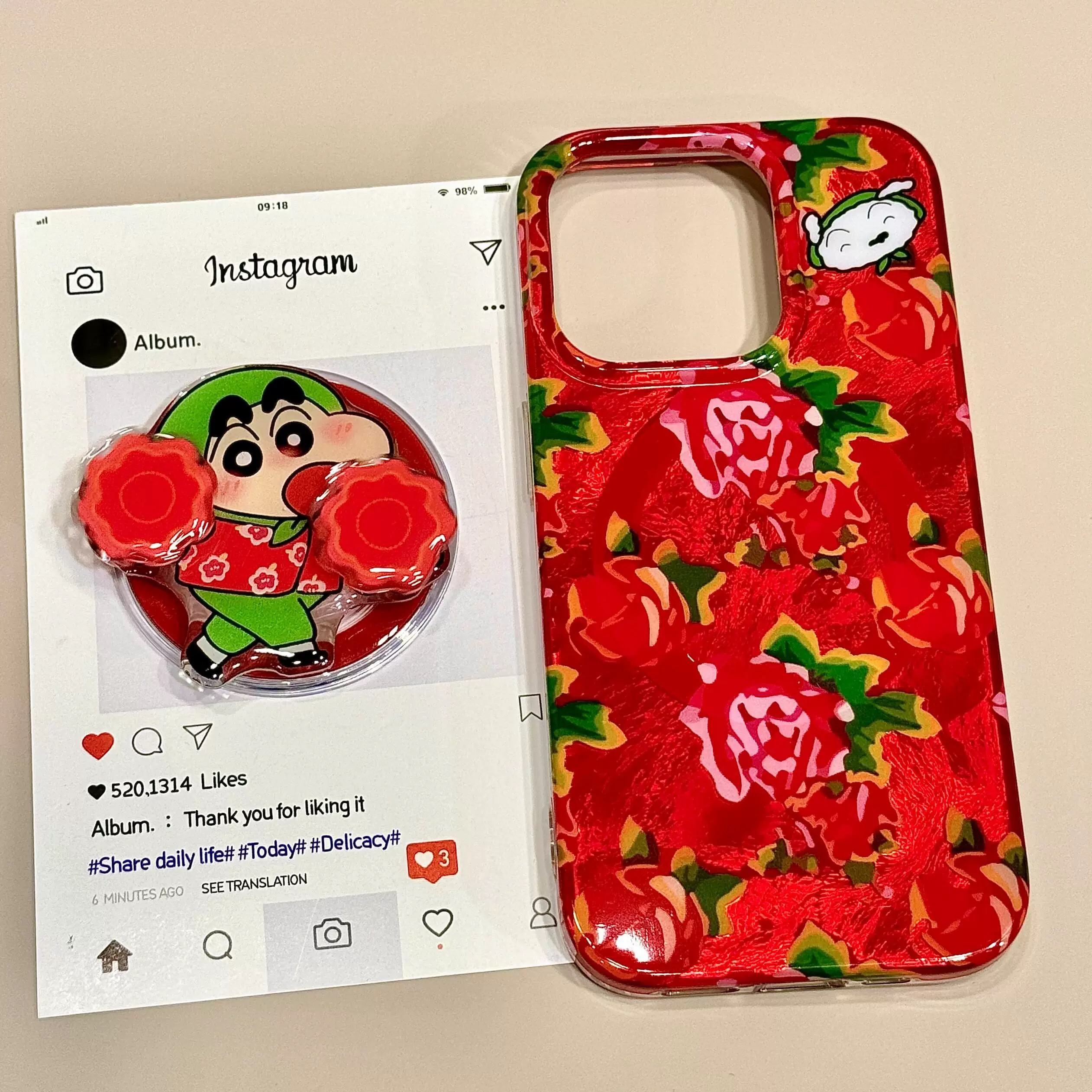 二人转旋转磁吸支架小新妮妮适用苹果16手机壳iPhone15/14新年红13/12情侣11PROMAX创意S/XR超火7/8P软14PLUS