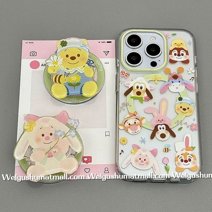 磁吸支架适用oppoA3/reno10/4se手机壳findx7/5pro花朵维尼熊皮杰猪A56/32/a57女款保护K11x/97/93s软套8全包