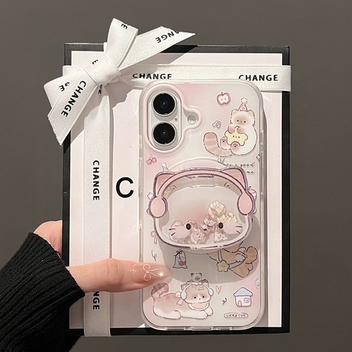 磁吸支架适用vivoX100/X30/60/x70/y78手机壳X90萌系可爱耳机猫狗y76s硅胶S18e/X200/15PRO新款Y33e/mini软套